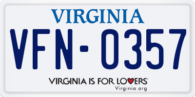 VA license plate VFN0357