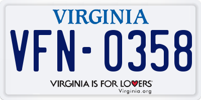 VA license plate VFN0358