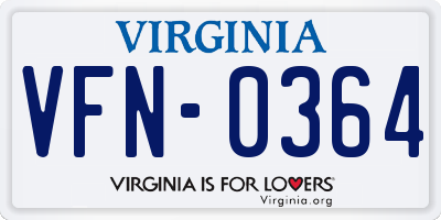 VA license plate VFN0364