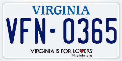 VA license plate VFN0365