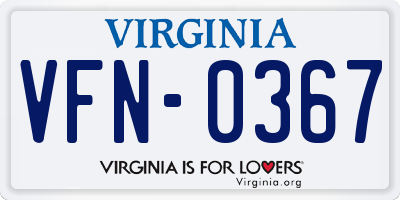 VA license plate VFN0367