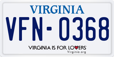VA license plate VFN0368