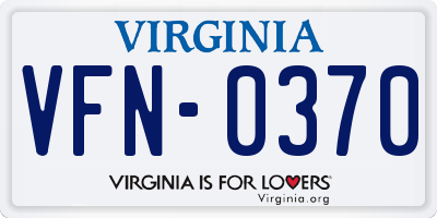 VA license plate VFN0370