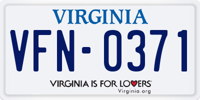 VA license plate VFN0371