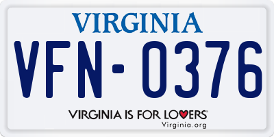 VA license plate VFN0376