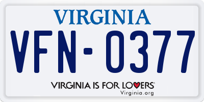 VA license plate VFN0377
