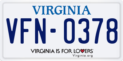 VA license plate VFN0378