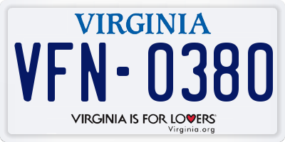 VA license plate VFN0380