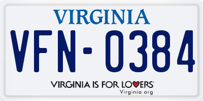 VA license plate VFN0384
