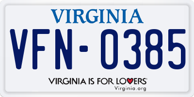 VA license plate VFN0385