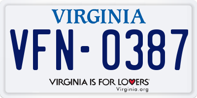 VA license plate VFN0387