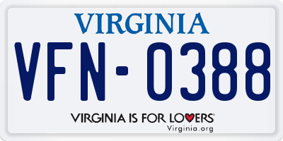 VA license plate VFN0388