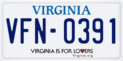 VA license plate VFN0391