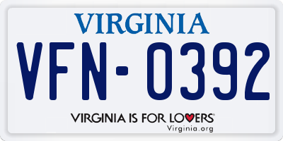 VA license plate VFN0392