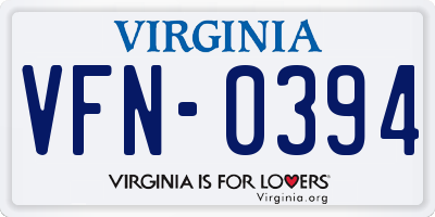 VA license plate VFN0394