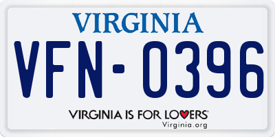 VA license plate VFN0396