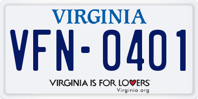 VA license plate VFN0401