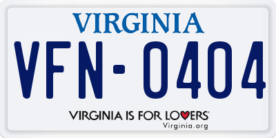 VA license plate VFN0404