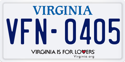 VA license plate VFN0405