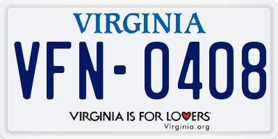 VA license plate VFN0408