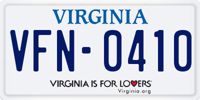 VA license plate VFN0410