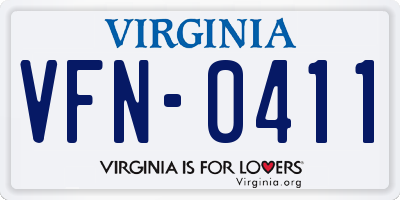 VA license plate VFN0411