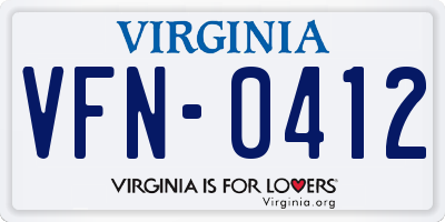 VA license plate VFN0412