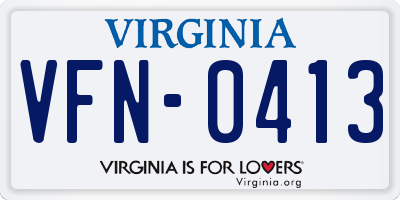 VA license plate VFN0413