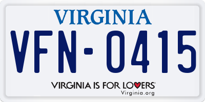VA license plate VFN0415