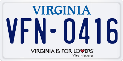 VA license plate VFN0416