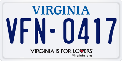 VA license plate VFN0417