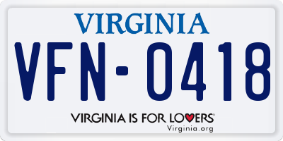 VA license plate VFN0418