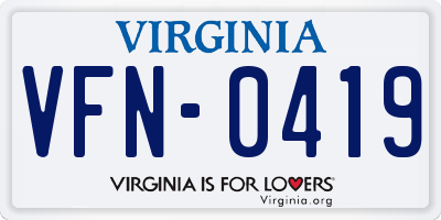 VA license plate VFN0419