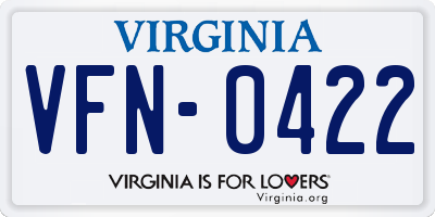 VA license plate VFN0422