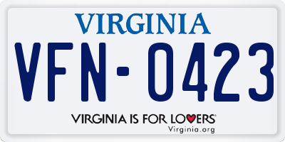 VA license plate VFN0423
