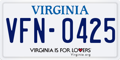 VA license plate VFN0425