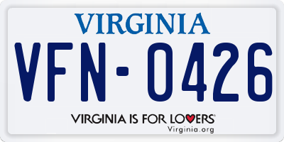 VA license plate VFN0426