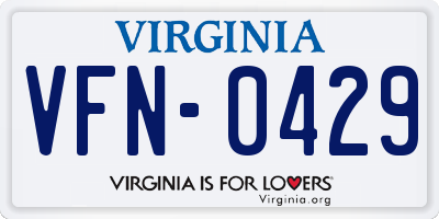 VA license plate VFN0429