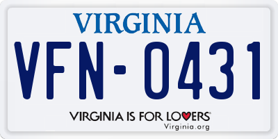 VA license plate VFN0431