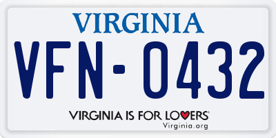 VA license plate VFN0432