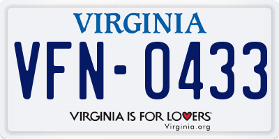 VA license plate VFN0433