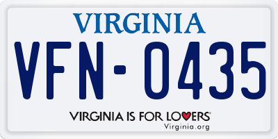 VA license plate VFN0435