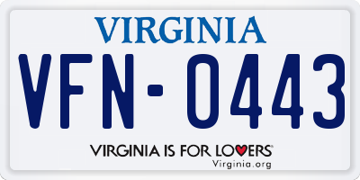 VA license plate VFN0443