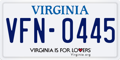 VA license plate VFN0445