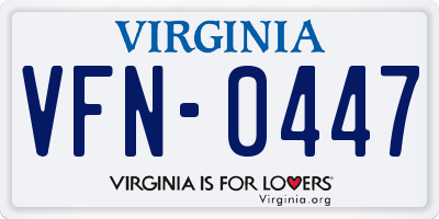 VA license plate VFN0447