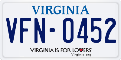 VA license plate VFN0452