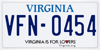 VA license plate VFN0454