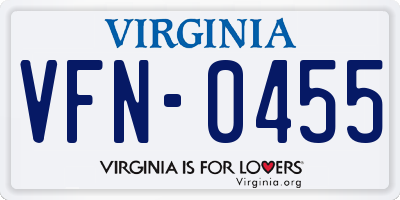 VA license plate VFN0455