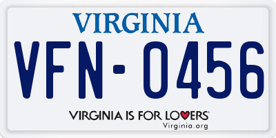 VA license plate VFN0456