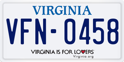 VA license plate VFN0458